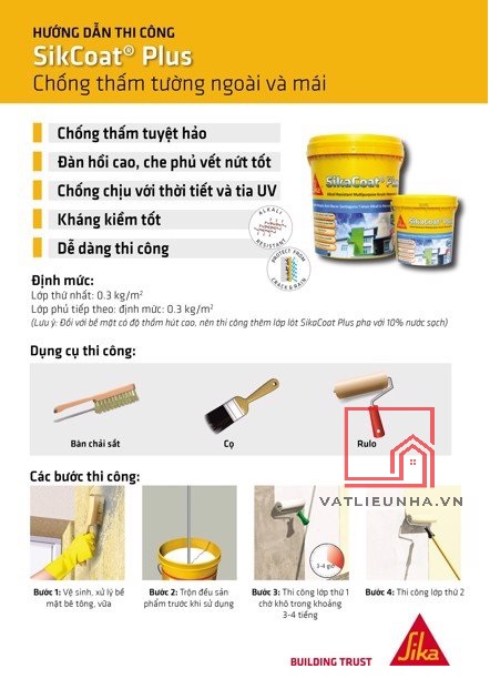 HƯỚNG DẪN THI CÔNG SƠN CHỐNG THẤM TƯỜNG SIKACOAT PLUS TẠI HCM